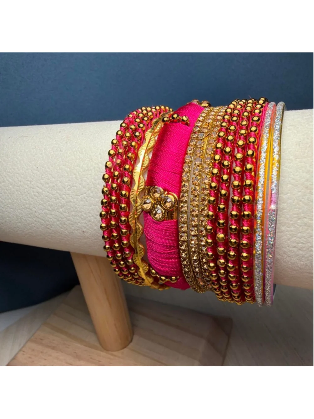 Pink and gold children's bangles set